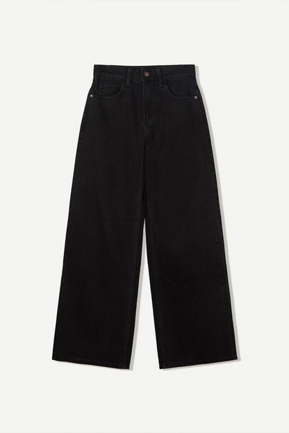 Pantalon large en denim noir