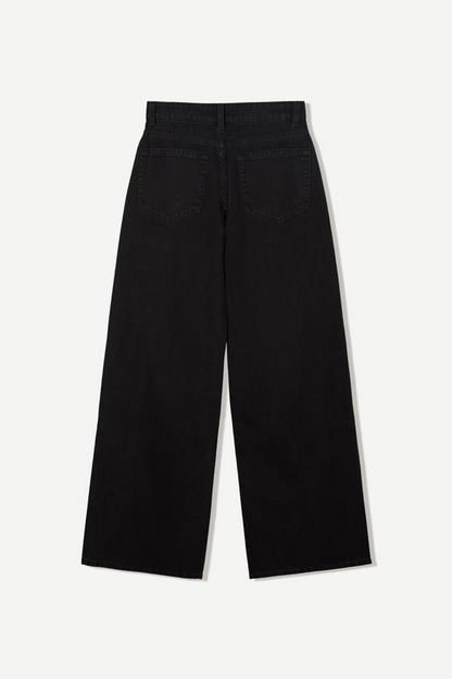 Pantalon large en denim noir