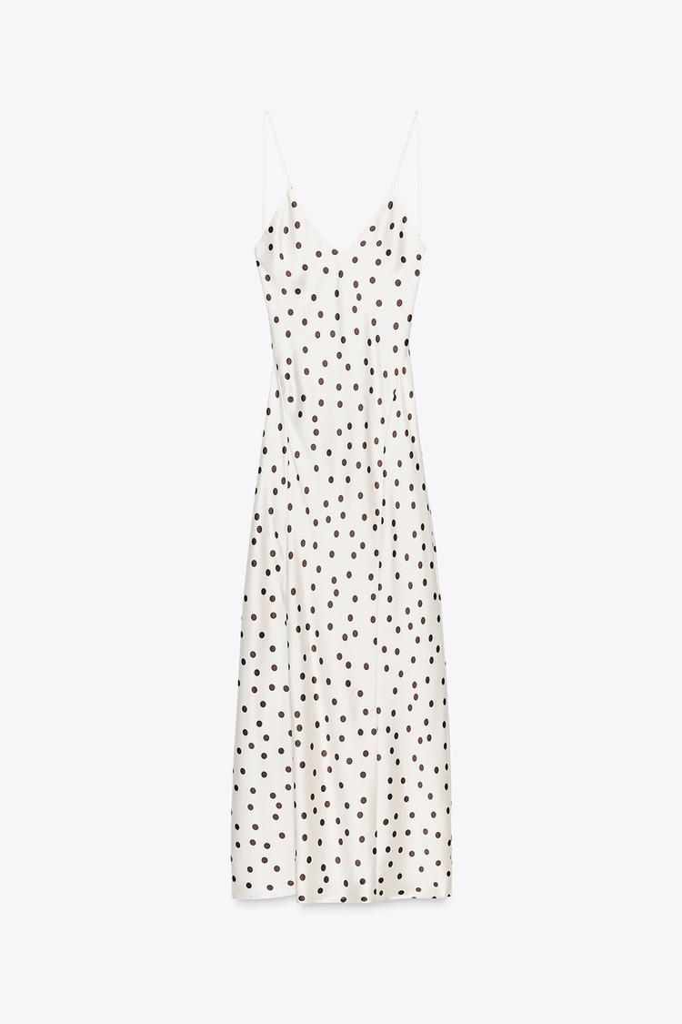 Robe évasée satinée à pois