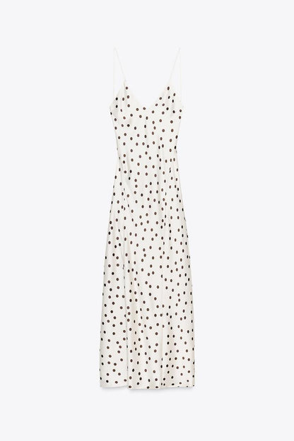 Robe évasée satinée à pois