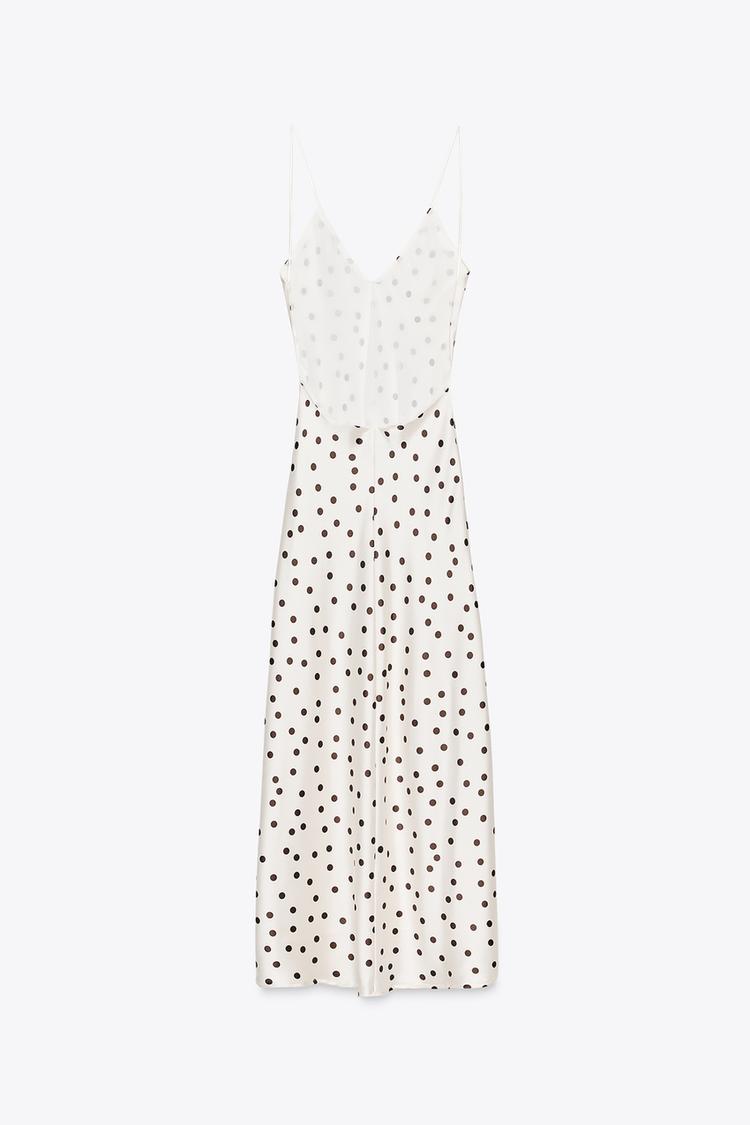 Robe évasée satinée à pois