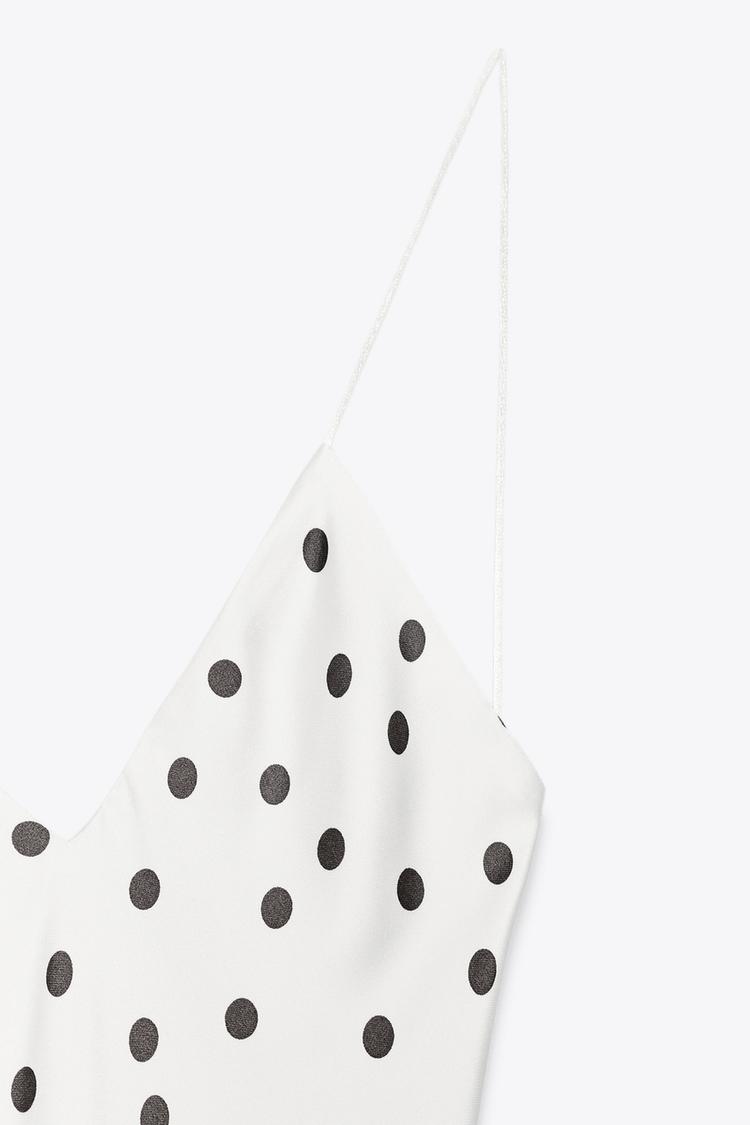 Robe évasée satinée à pois
