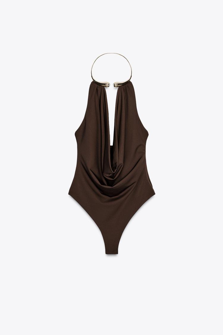 Body col bijou drapé