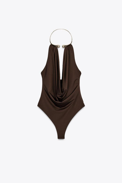 Body col bijou drapé