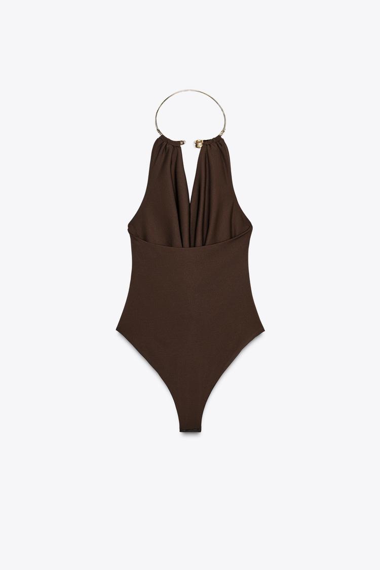 Body col bijou drapé