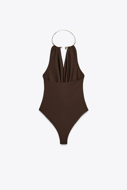Body col bijou drapé