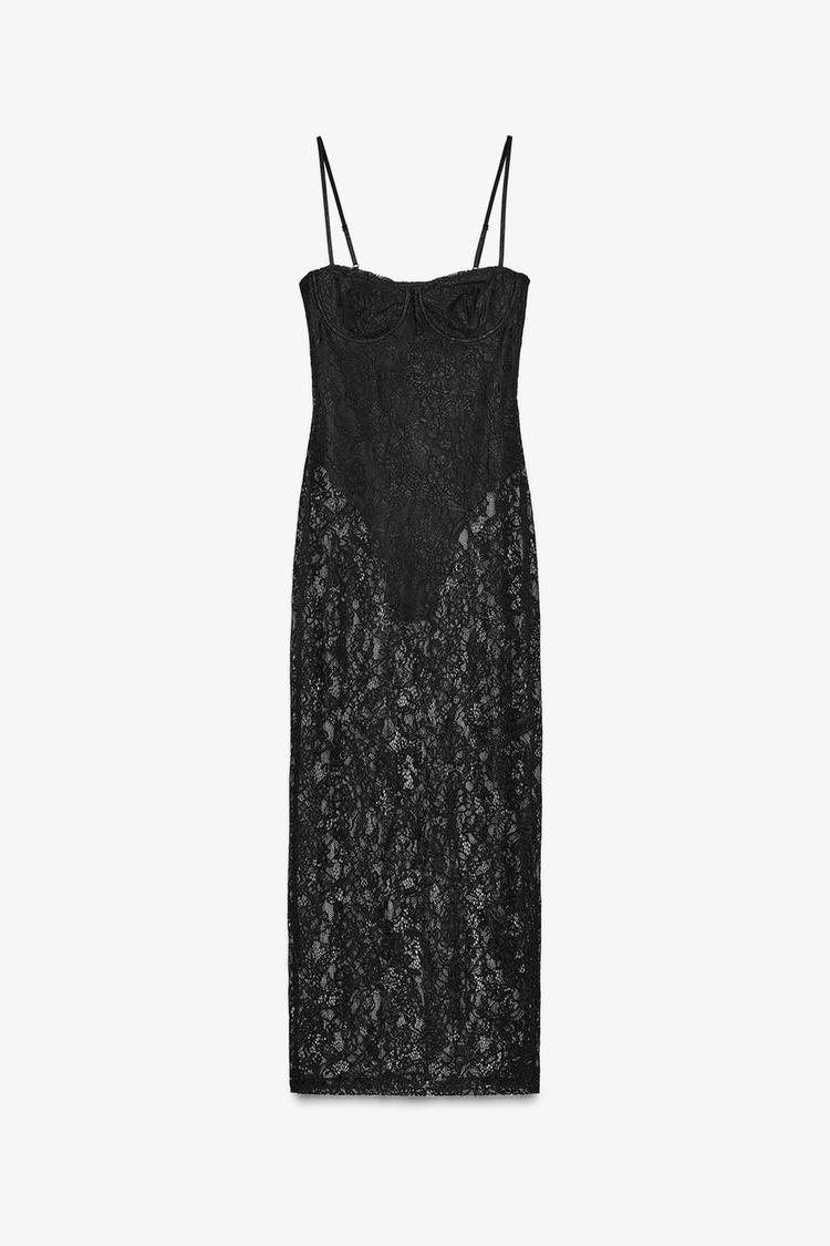 Robe midi en dentelle à armatures
