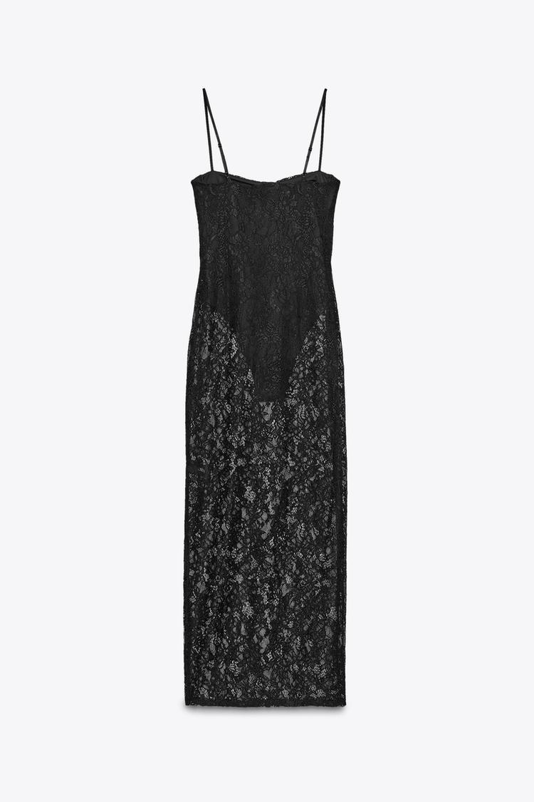 Robe midi en dentelle à armatures